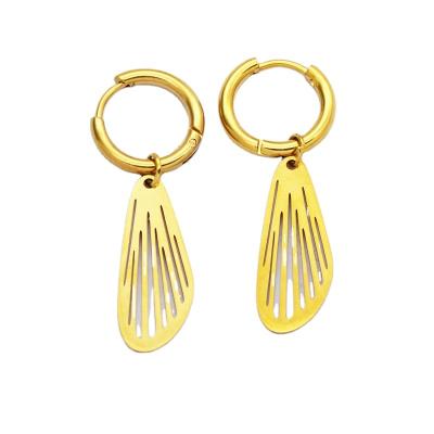 China Vintage Lotus Gold Plated Stainless Steel Small Kiribati Earrings Drop Earrings for sale