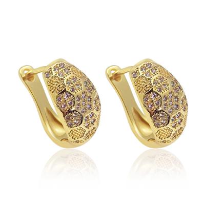 China Fashion Lotus Gold Filled New Designs Women Earrings Circle Earrings 24k Dubai Earrings for sale