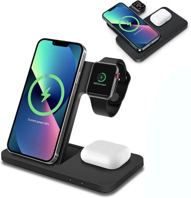 China 15W 3 IN 1Wireless Charger Station 15W QI Folding Charger Portable Multifunctional Fast Wireless Charging Station For iPhone 14 13 For Headphone iwatch for sale