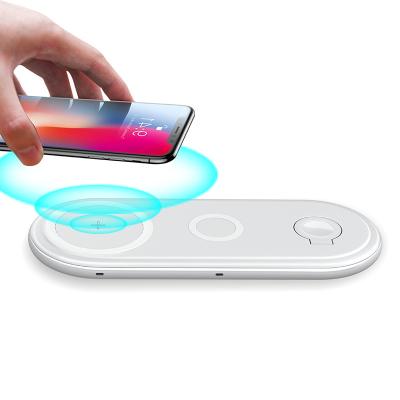 China 10W 3 in 1 Fast Charging Wireless Charger Hot Trending 3 3 Coil 7.5w 10w Qi Wireless Charging Pad 2021 in One for Phone for Apple Watch for sale