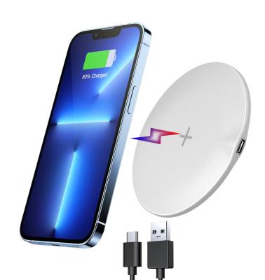 China Ultra-thin Phone Wireless Charger Wholesale Custom-Making Company Logo Ultra Slim Desk Fast Charging Wireless Equipped with LED Indicator for sale