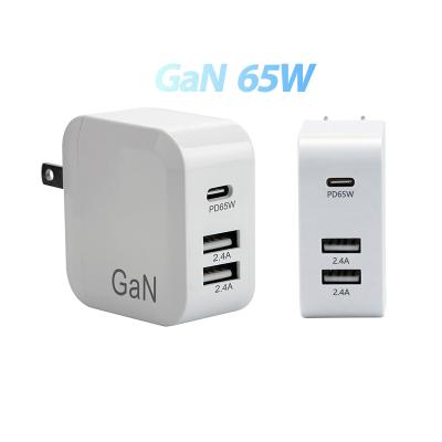 China Factory Wholesale 65W GaN High Speed ​​Quick Charger QC 4.0 Mini PD3.0 GaN USB-C Fast Charging NC Travel Wall Charger For Phone/Laptop/Tablet for sale