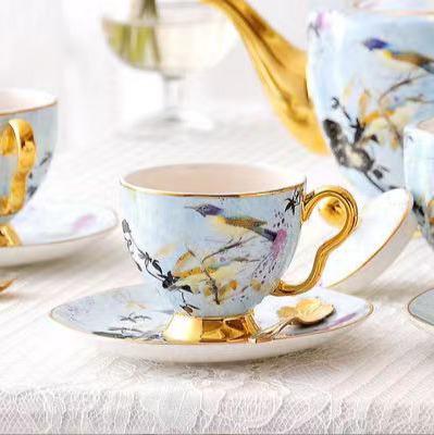 China Sustainable Wholesale Pink Cup Saucer Set Ceramic Coffee Luxury Ceramic Coffee Tea Cups Sets for sale