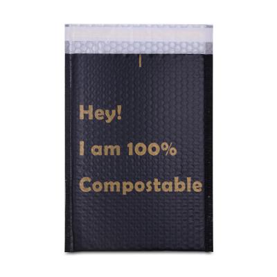 China Custom Strong Adhesive Matte Black Bubble Mailer Bag Compostable Eco-Friendly Biodegradable Fashion for sale