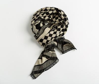 China wholesale scarves china large 70%Viscose Fibre+30%Polyester black and white plaid scarf 65*185cm for sale