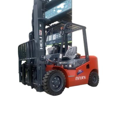 China Hot Sale 2023 New Heli Forklift CPCD35 3.5 Ton Diesel Forklift With Lift For Hotels Forks Three Mast Lift 6M With Side Shift for sale