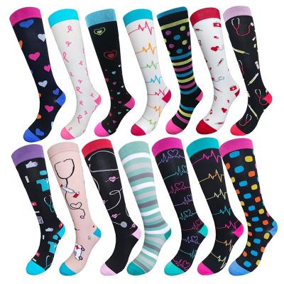 China High Quality Plain Colored Nylon Unisex High Quality Medical Compression Antibacterial Nursing Knee Knee Socks For Nurses15-20 mmHg for sale