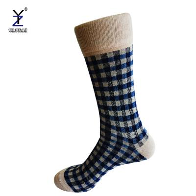 China Antibacterial Plaid Antibacterial Premium Mens Cotton Causal Dress Socks for sale