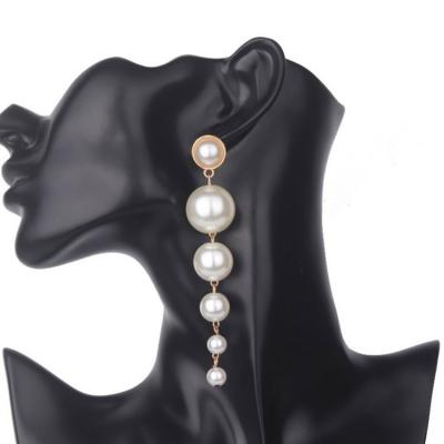 China 2021 Hot Order Simple Fashion Pearl Long Dangle Earrings For Women Girls Wholesale for sale