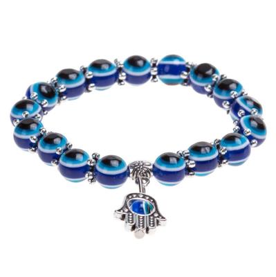 China Hot Statement Blue Eyes Bracelets Fatima Hand Devil Vintage Eyes Bracelets For Fashion Jewelry Wholesale 2021 for sale