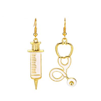 China FASHION Doctor Nurse Syringe Medical Stethoscope Fashion Drop Earrings For Women Girls for sale