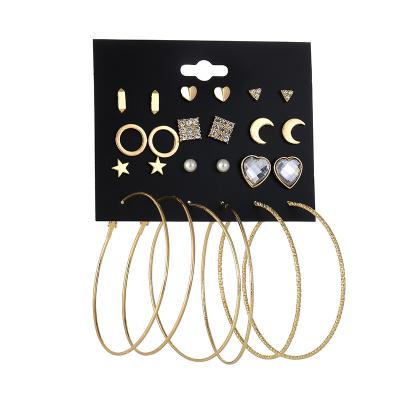 China Korean Earring Wish FASHIONABLE New Design Set Moon Star Love Heart European 12 Piece Earring Suit for sale