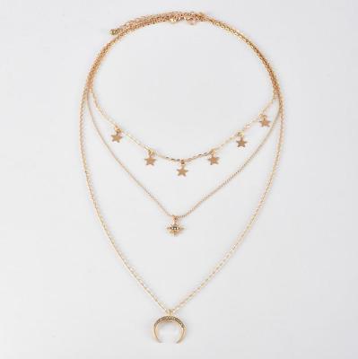 China Wholesale New Fashion Wish Necklace Star Moon Diamond Pendant Necklace For Popular Jewelry 2022 for sale