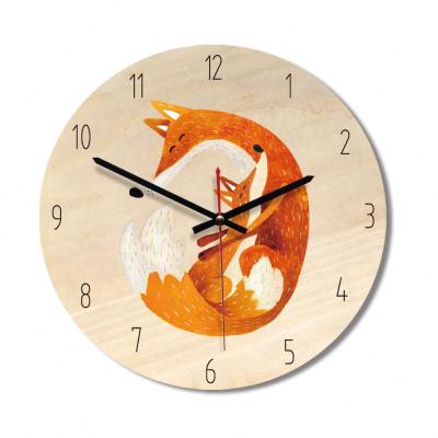 China Antique Cartoon Mute Fox Wall Sticker Hot Cake Amazon Style Decorative Clock for sale