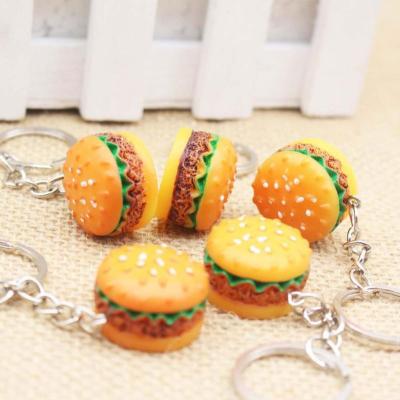 China Wholesale cool fashion key chain epoxy creative cute resin personalized hamburger simulation key chain for promotion gift for sale