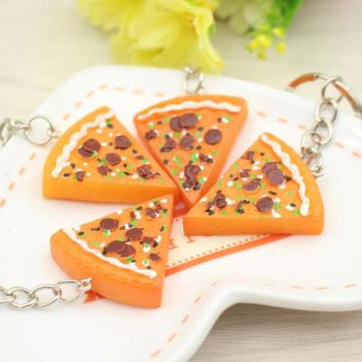 China Wholesale Order Resin Key Chain Creative Cute Pizza Personalized Simulated Food Pendant Key Chain For Promotion Gift for sale