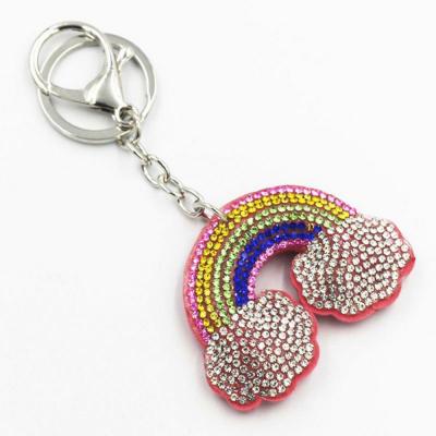 China Cool 2021 Hot Fashion Flannel Hot Key Creative Chain Wholesale Colorful Glitter Tassel Personalized Diamond Keychain For Rainbow RTS for sale