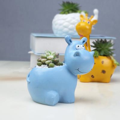 China Ceramic Planter Mini Animal Plant Flower Succulent Box Hot Selling Cartoon Giraffe Hippo Garden Cactus Pots for sale