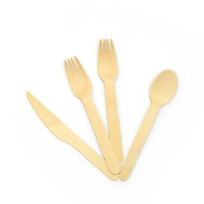 China Disposable Biodegradable Individual Pack Disposable Wooden Cutlery Set Spoon Biodegradable Wooden Fork And Knife for sale