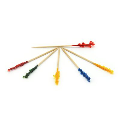 China Disposable Decorative Wooden Cocktail Stick Club Toothpicks Flag Cocktail TOP Tendril Picks Toothpicks for sale