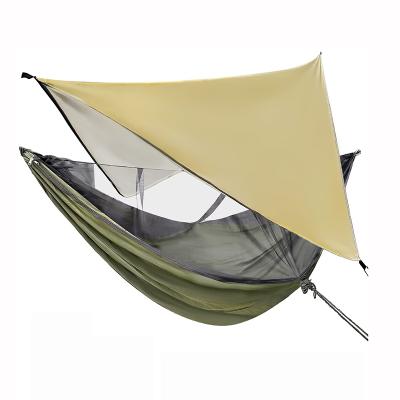 China Lightweight Waterproof Camping Hammock With Mosquito Net Rain Fly Tree Strap Heavy Duty Nylon for sale