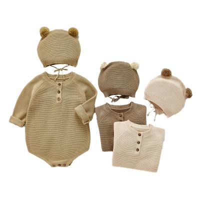 China Wholesale Cotton Long Sleeve Rompers Knitted Creeper Sweater Kids Jumpsuit Boy Girls Sets Baby Clothes for sale