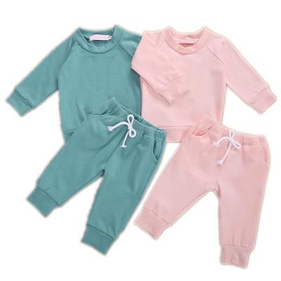 China Fashion Breathable Infant Round Neck Long Sleeve Winter Round Neck Kid 2pcs Unisex Newborn Baby Clothes Set for sale