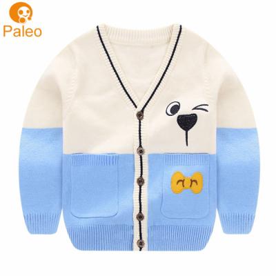 China Popular Factory OEM 2 Color Toddler Boy Girl Long Sleeve Knitted Sweater School Cardigan for sale