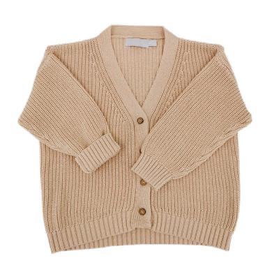 China Anti-pilling Spring Autumn Girls Sweater With Buttons Solid Color Kids Chunky Knit Cardigan Girls Sweater for sale