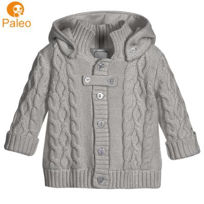 China Custom Factory Wholesale Anti-wrinkle Cable Knit Infant Toddlers Clothing Baby Coat With Hooded for sale