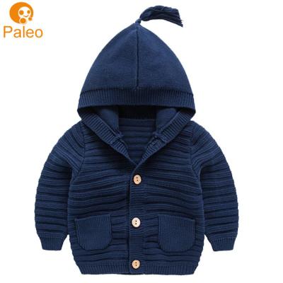 China Custom Anti-wrinkle Factory Fashions Cotton Knitted Boy Sweater Kids Coat Hood for sale