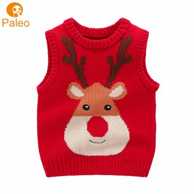 China Factory OEM Embroidery Design Autumn Christmas Knitting Cotton Children Anti-Shrink Vest For Toddler for sale