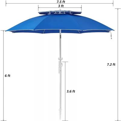 China Custom Outdoor Anti-UV Sunshade Portable Beach Umbrella With Push Button Tilt For Pool Beach for sale