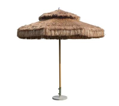 China Sun wind rain proof parasol environmental protection waterproof to prevent bask in 3m pull on rope simulation thatch for sale