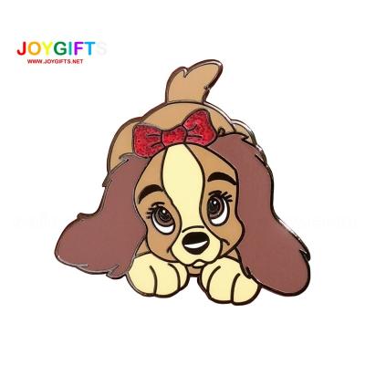 China Europe Customized Cute Lapel Pin Puppy Pin Perro Glitter for sale