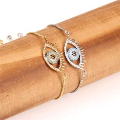 China Fashion Custom Pave Zircon Accessories Women Diamond Eye Boho Bracelets Gift for sale