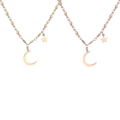 China Stainless Steel FASHIONABLE Korean Couples Central Institute of Statistics Romantic Moon Star Choker Necklace for sale