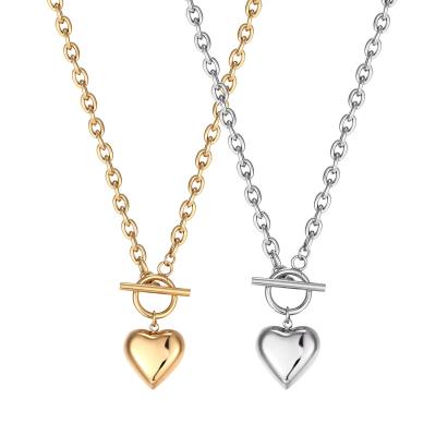 China TRENDY Korean CIA Hip Hop Stainless Steel I/O Buckle Heart Choker Necklace for sale