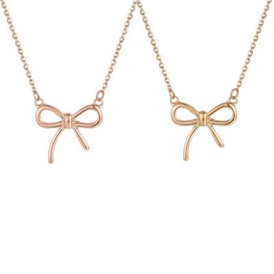 China Temperament FASHIONABLE Korean Jewelry Stainless Steel Rose Gold Bow Choker Necklace for sale