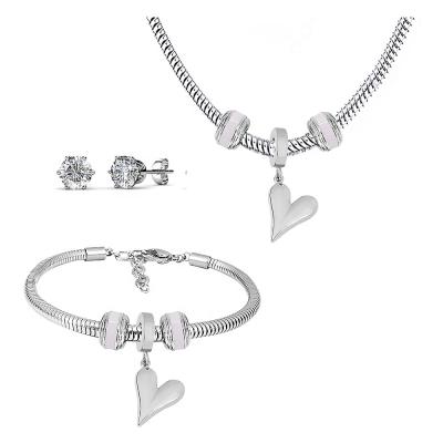 China Romantic Send To Girlfriend By Heart Shaped Jewelry Fashion Stainless Steel Punk Jewelry Set Series for sale