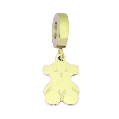 China Cute Simple Style Cute Bear Stainless Steel Cartoon Gold Silver Pendant for sale