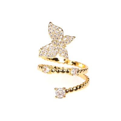 China Wholesale Cheap Vintage Shengyou New Arrival Crystal Finger Ring Surround Adjustable Butterfly Ring for sale