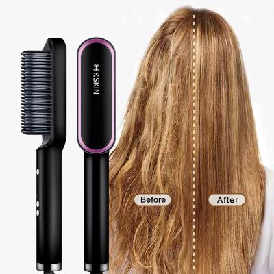 China Professional Hair staight Hair Straightener KSKIN Mini Hair Straightener Nano Quick Brush Titanium Flat Iron for sale