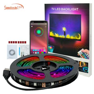 China Residential smd5050 RGB 5V 30D/M USB Remote Control Kit 5m Flexible Led TV Backlight Tira De Led Strip Colorful Strip Lights for sale