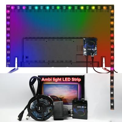 China Cheap Hotel TV LED Strip Light 5V USB RGB LED Kit Desktop PC Screen Background Luminous 1m 2m 3m 4m Colorful 5m Box for sale