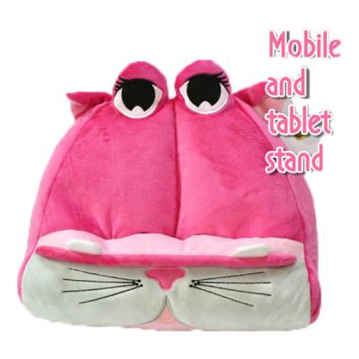 China 2023 New Cartoon Cat Tablet Phone Pillow Holder Soft Pink Lazy Reading Pillow Animal Toy Pillow Stuffed Plush Animal Doll for sale