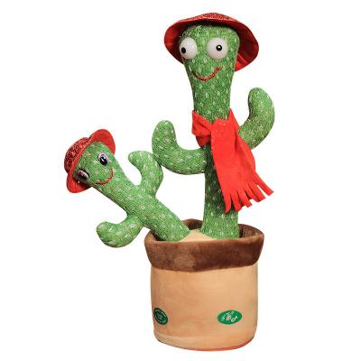 China Promotion & Cute Gift Hot Selling Stuffed Flowerpot Twisting Talking Dancing Cactus Doll Singing Music Cactus Plush Toy for sale