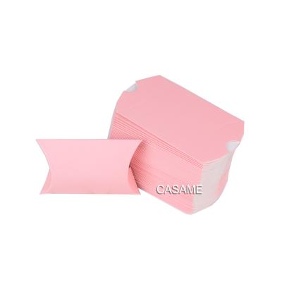 China Eco-Friendly Paper Box Candy Box Bag Craft Paper Pillow Shape Favor Gift Box Biodegradable Pure Light Pink Colorful Pie for sale