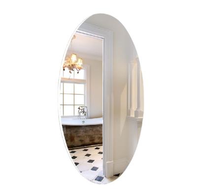 China Durable Used In Bathrooms Toilets And Bedrooms Oval Frameless Wall Mounted Makeup Mirror for sale