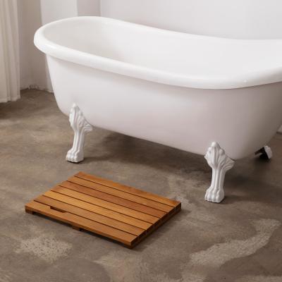 China Durable Solid Teak Rug Non Slip Wooden Bath Mat For Bathroom for sale